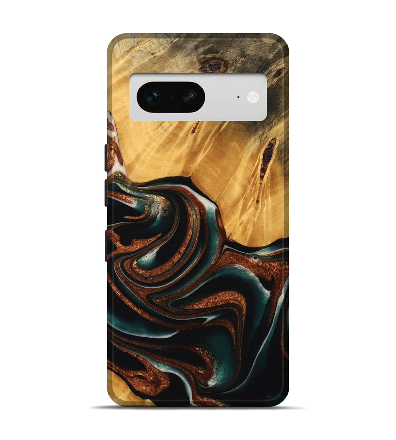 Pixel 7 Wood Live Edge Phone Case - Davin (Teal & Gold, 738066)