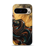 Pixel 9 Wood Live Edge Phone Case - Davin (Teal & Gold, 738066)