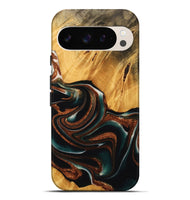 Pixel 9 Pro XL Wood Live Edge Phone Case - Davin (Teal & Gold, 738066)