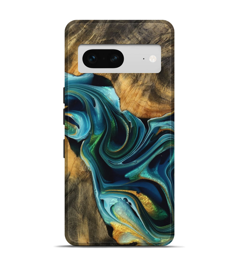 Pixel 7 Wood Live Edge Phone Case - Roby (Teal & Gold, 738072)