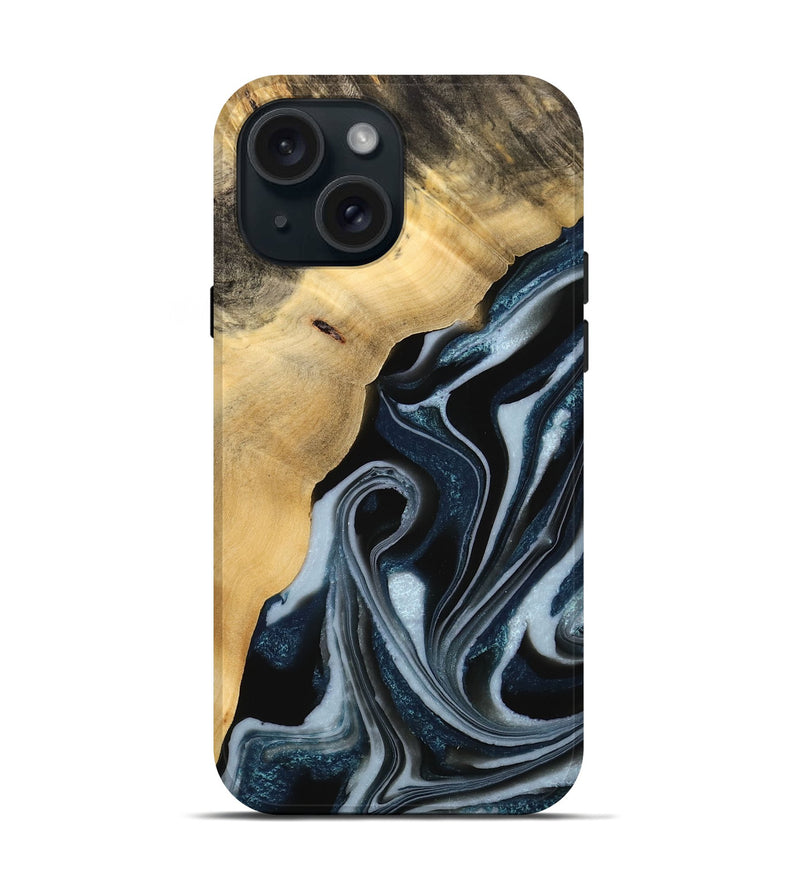 iPhone 15 Wood Live Edge Phone Case - Kitson (Blue, 738076)