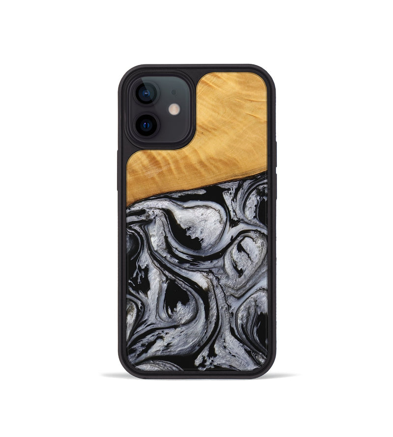 iPhone 12 mini Wood Phone Case - Lexi (Black & White, 738143)