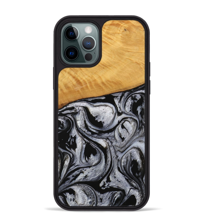 iPhone 12 Pro Max Wood Phone Case - Lexi (Black & White, 738143)