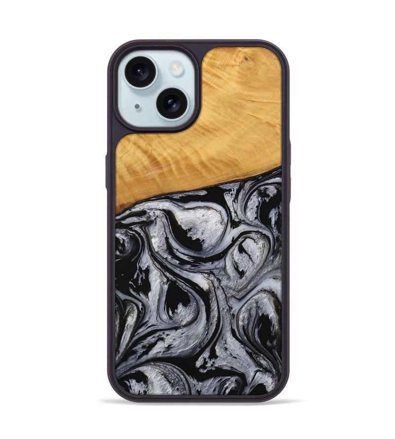 iPhone 15 Wood Phone Case - Lexi (Black & White, 738143)