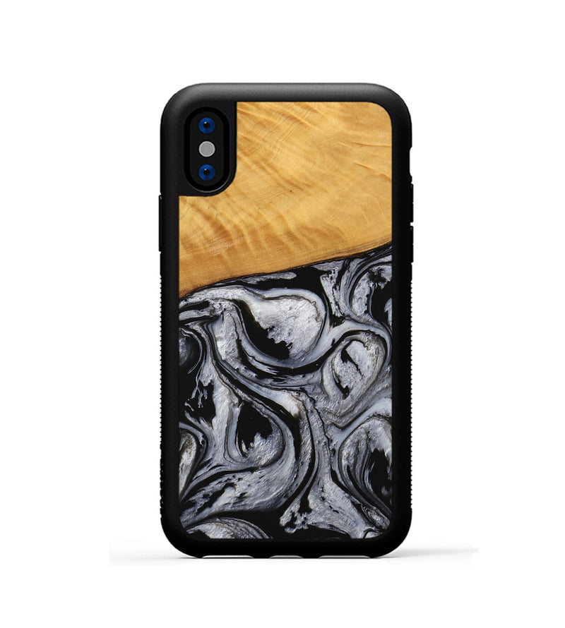 iPhone Xs Wood Phone Case - Lexi (Black & White, 738143)