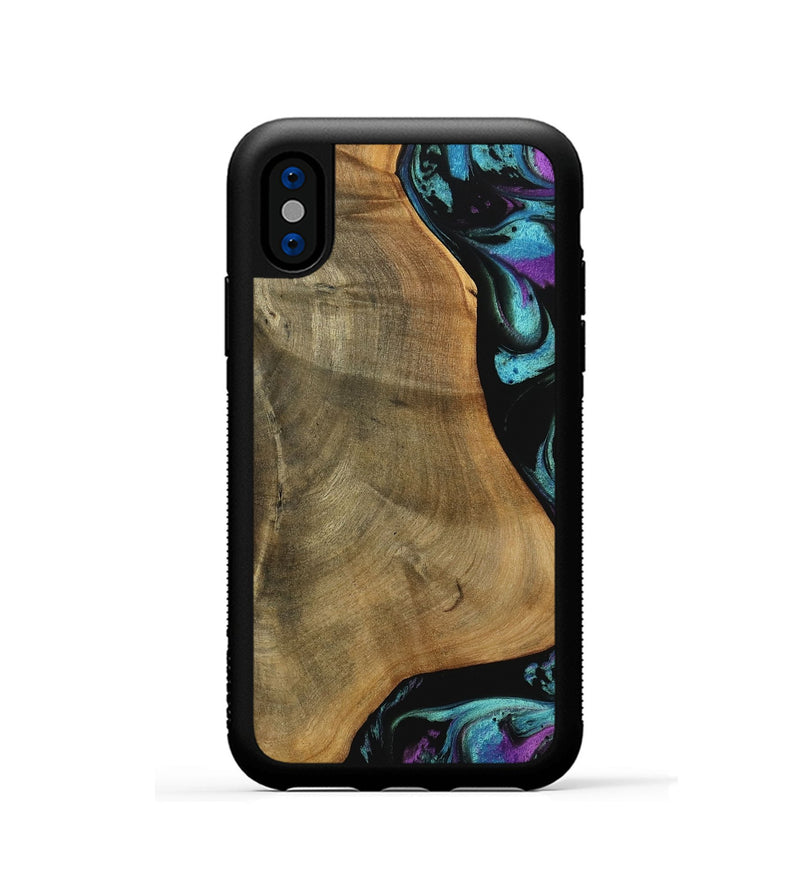 iPhone Xs Wood Phone Case - Sula (Blue, 738218)