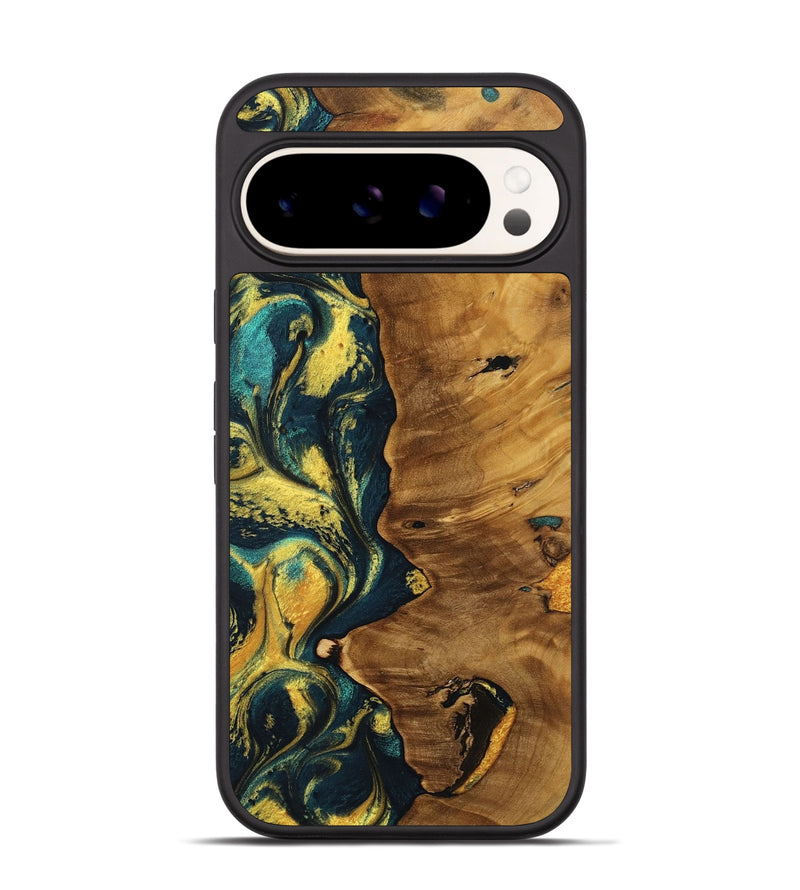 Pixel 9 Wood Phone Case - Jaeda (Teal & Gold, 738262)