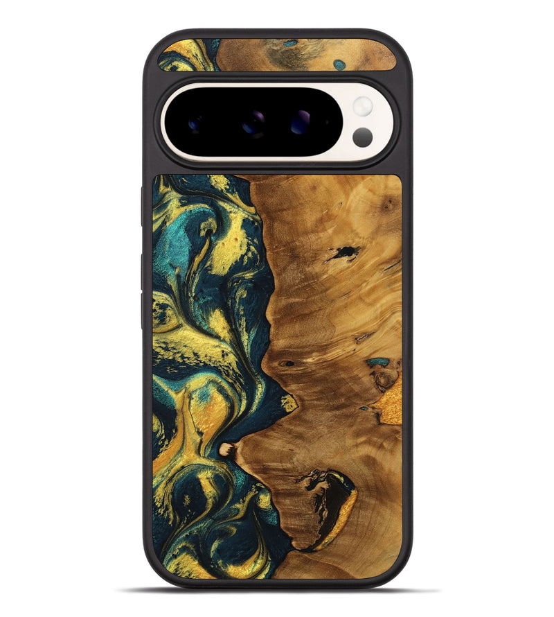 Pixel 9 Pro XL Wood Phone Case - Jaeda (Teal & Gold, 738262)