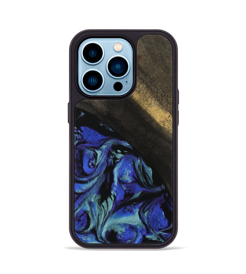 iPhone 14 Pro Wood Phone Case - Cherey (Blue, 738350)