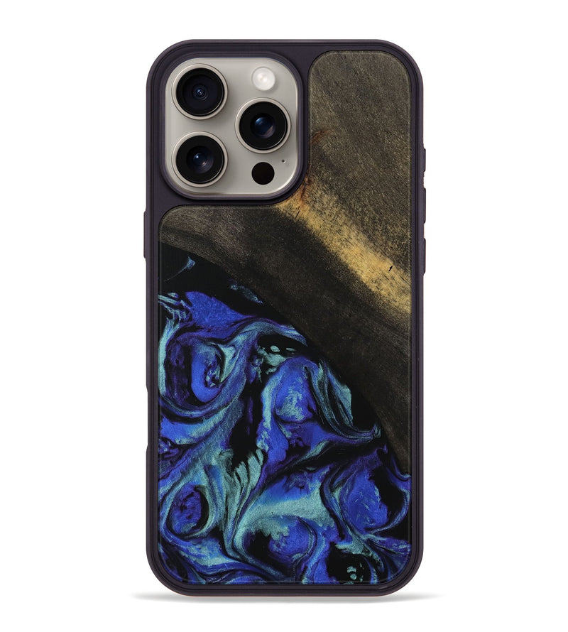 iPhone 16 Pro Max Wood Phone Case - Cherey (Blue, 738350)