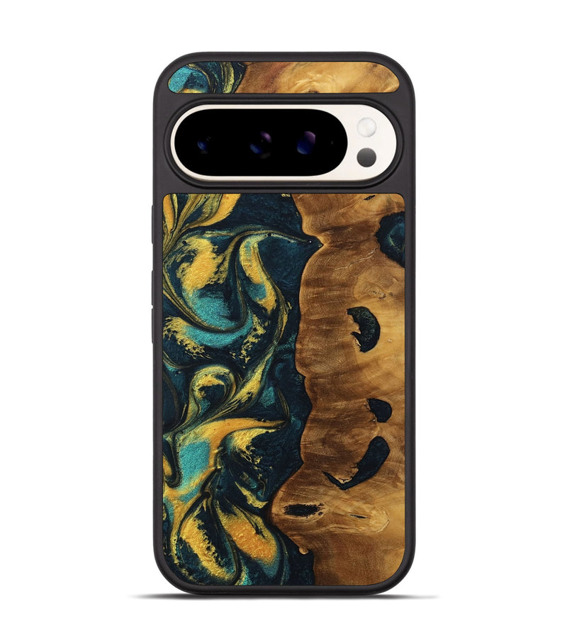 Pixel 9 Wood Phone Case - Sanford (Teal & Gold, 738380)