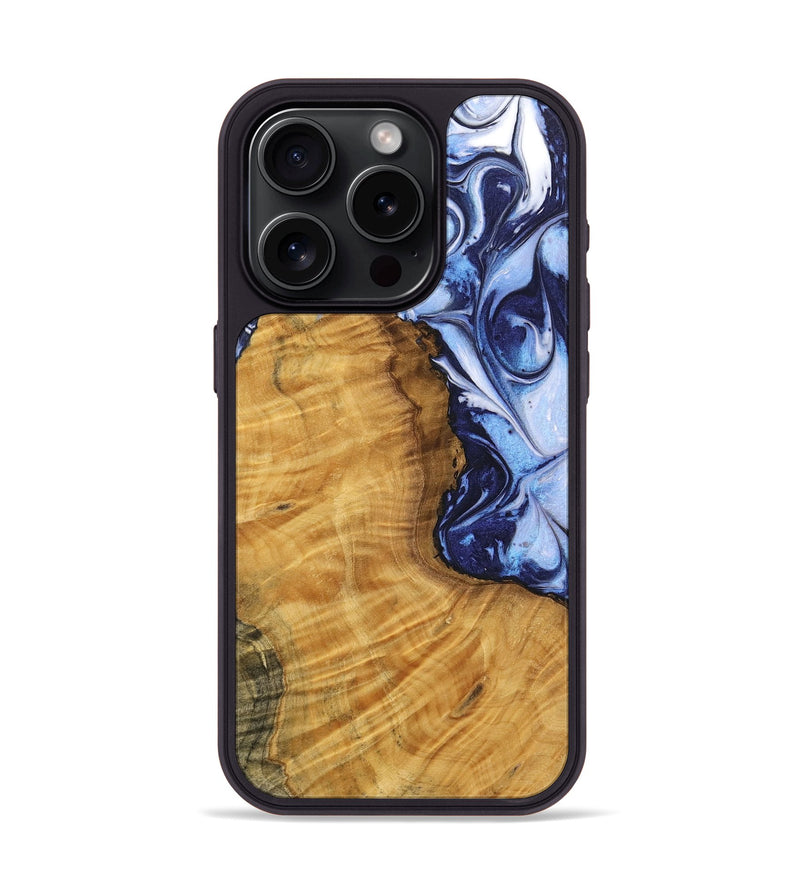 iPhone 15 Pro Wood Phone Case - Maude (Blue, 738387)