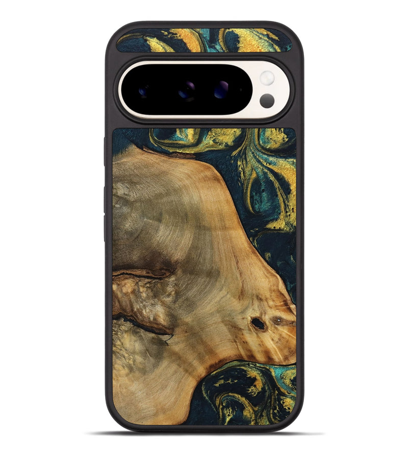 Pixel 9 Pro XL Wood Phone Case - Tiara (Teal & Gold, 738402)