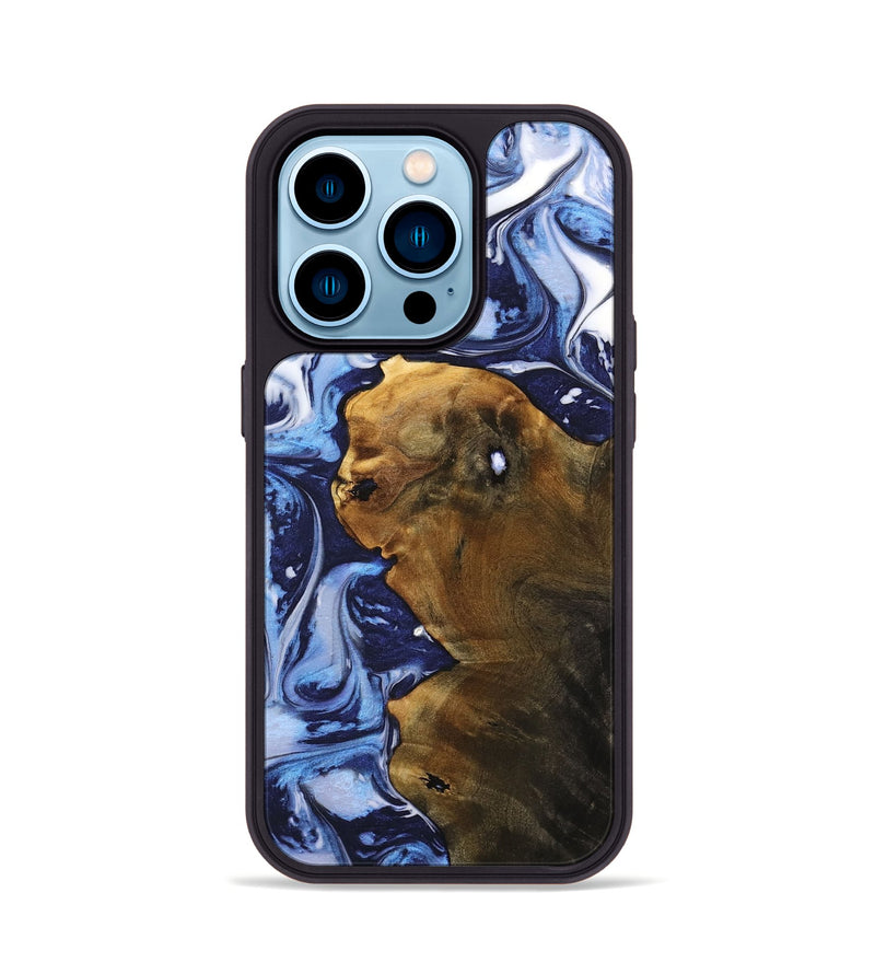 iPhone 14 Pro Wood Phone Case - Debra (Blue, 738410)