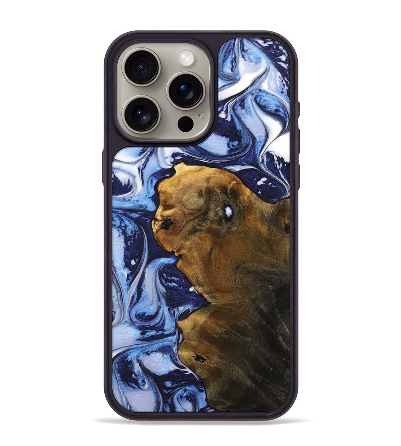 iPhone 15 Pro Max Wood Phone Case - Debra (Blue, 738410)