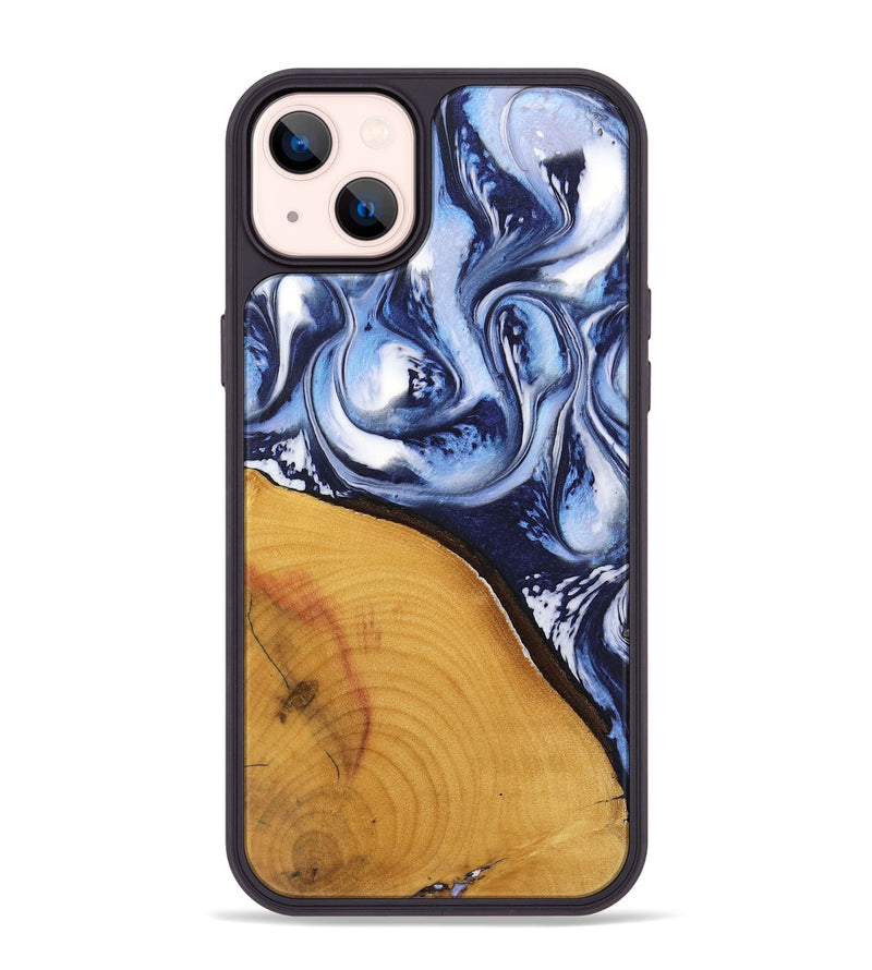 iPhone 14 Plus Wood Phone Case - Malinda (Blue, 738429)