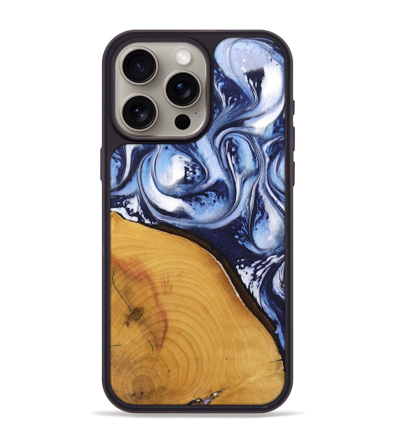 iPhone 15 Pro Max Wood Phone Case - Malinda (Blue, 738429)