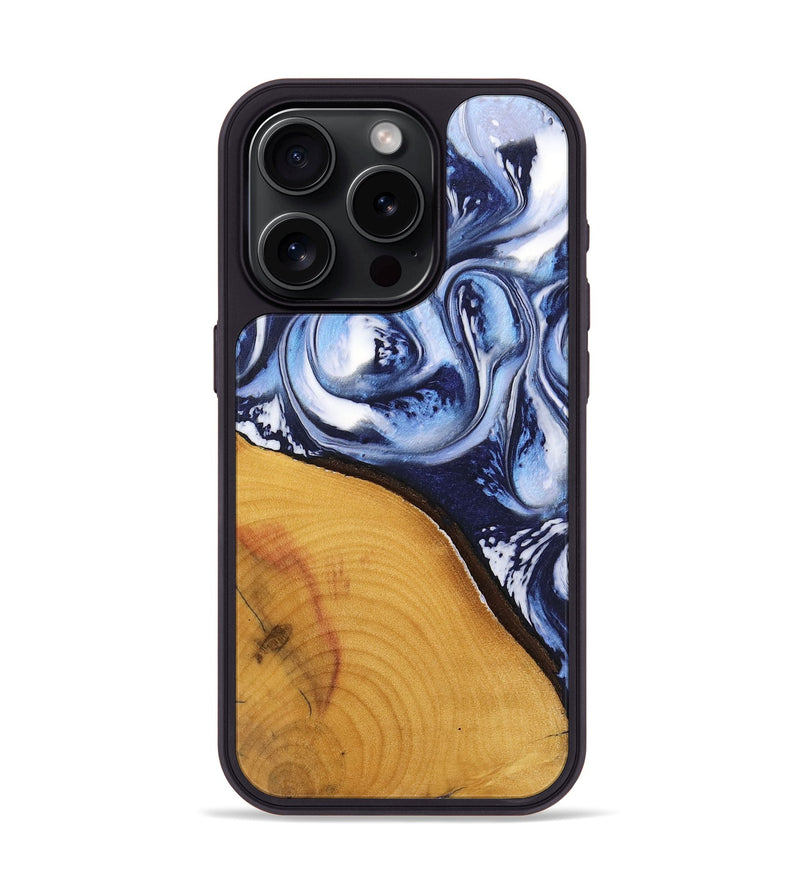 iPhone 15 Pro Wood Phone Case - Malinda (Blue, 738429)