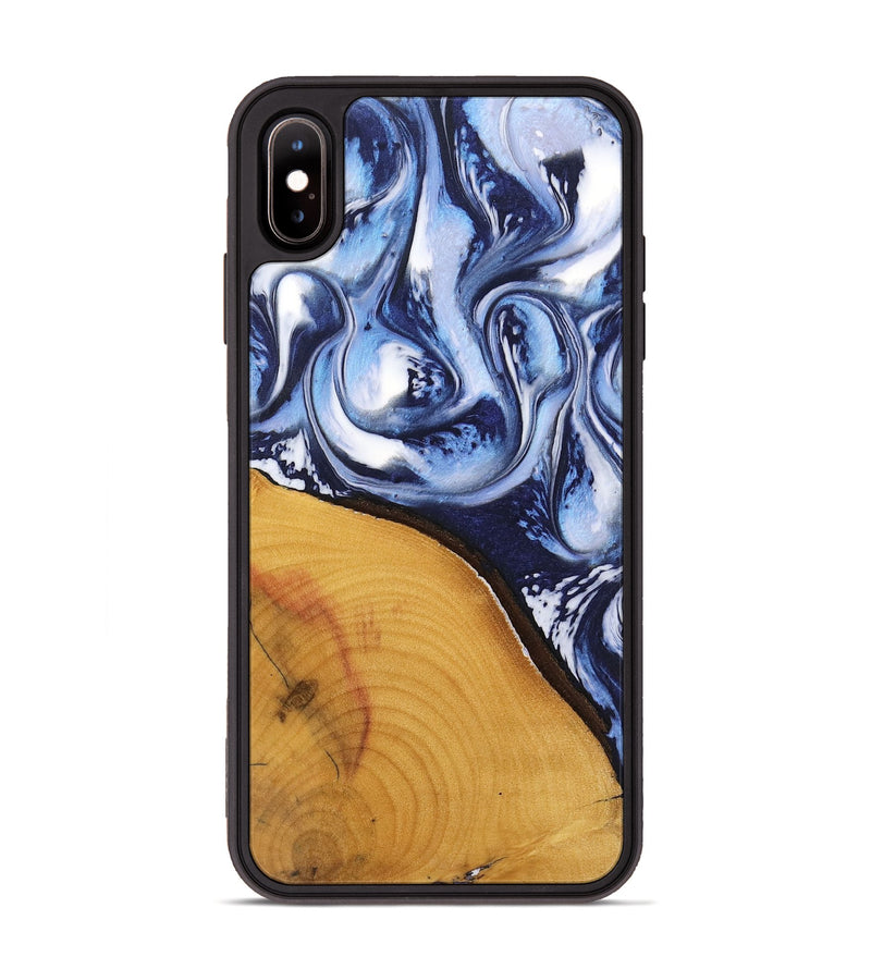 iPhone Xs Max Wood Phone Case - Malinda (Blue, 738429)