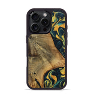 iPhone 16 Pro Wood Phone Case - Ketti (Teal & Gold, 738434)