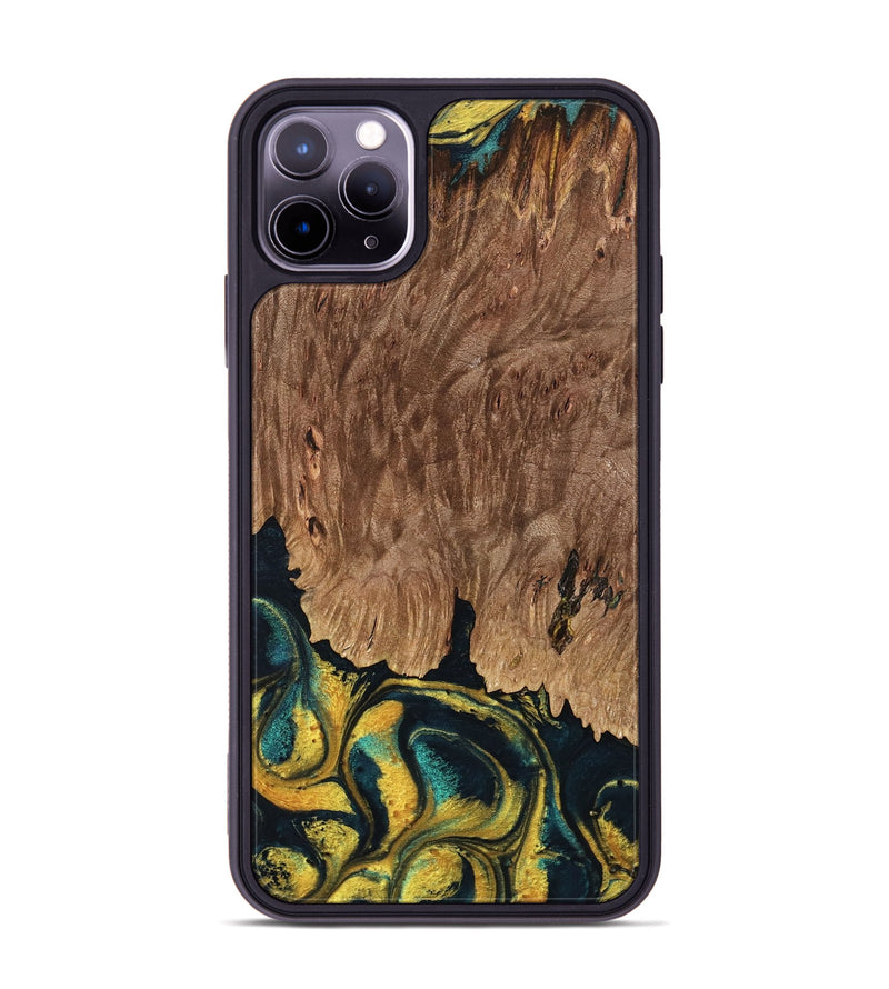 iPhone 11 Pro Max Wood Phone Case - Marylin (Teal & Gold, 738438)