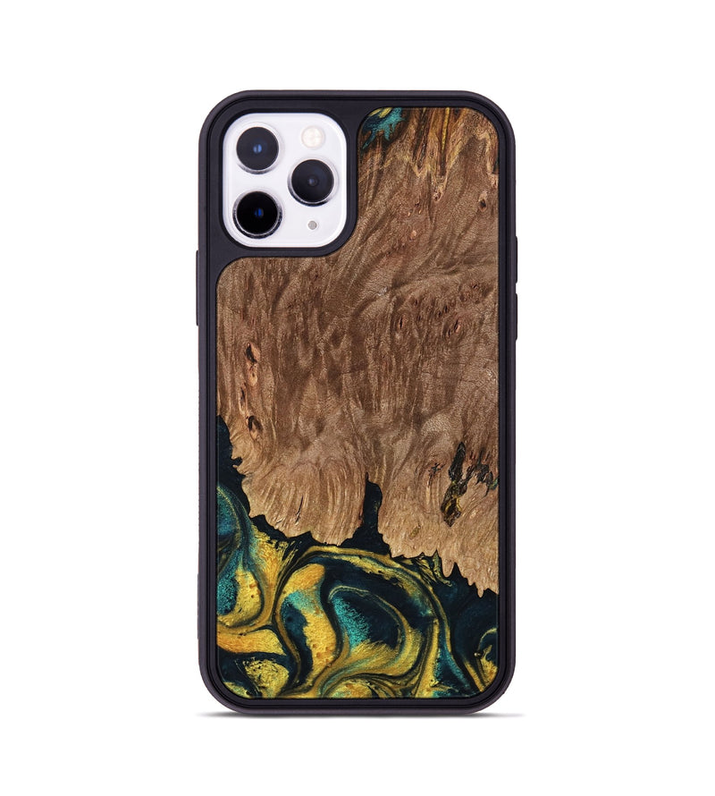 iPhone 11 Pro Wood Phone Case - Marylin (Teal & Gold, 738438)