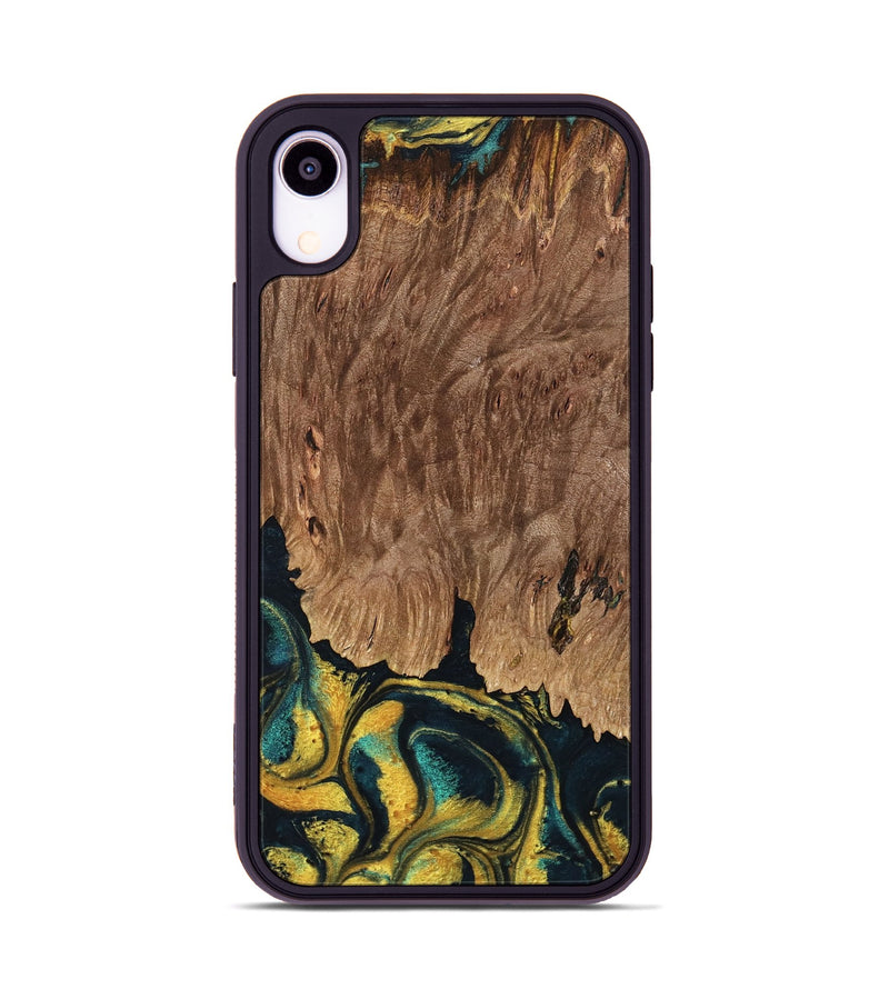 iPhone Xr Wood Phone Case - Marylin (Teal & Gold, 738438)