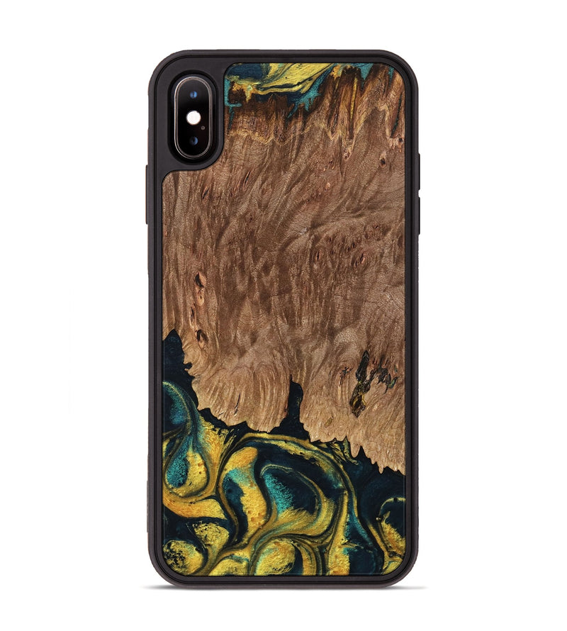 iPhone Xs Max Wood Phone Case - Marylin (Teal & Gold, 738438)