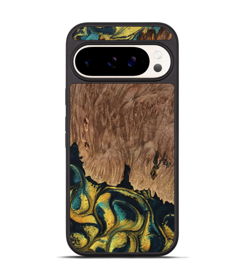 Pixel 9 Wood Phone Case - Marylin (Teal & Gold, 738438)