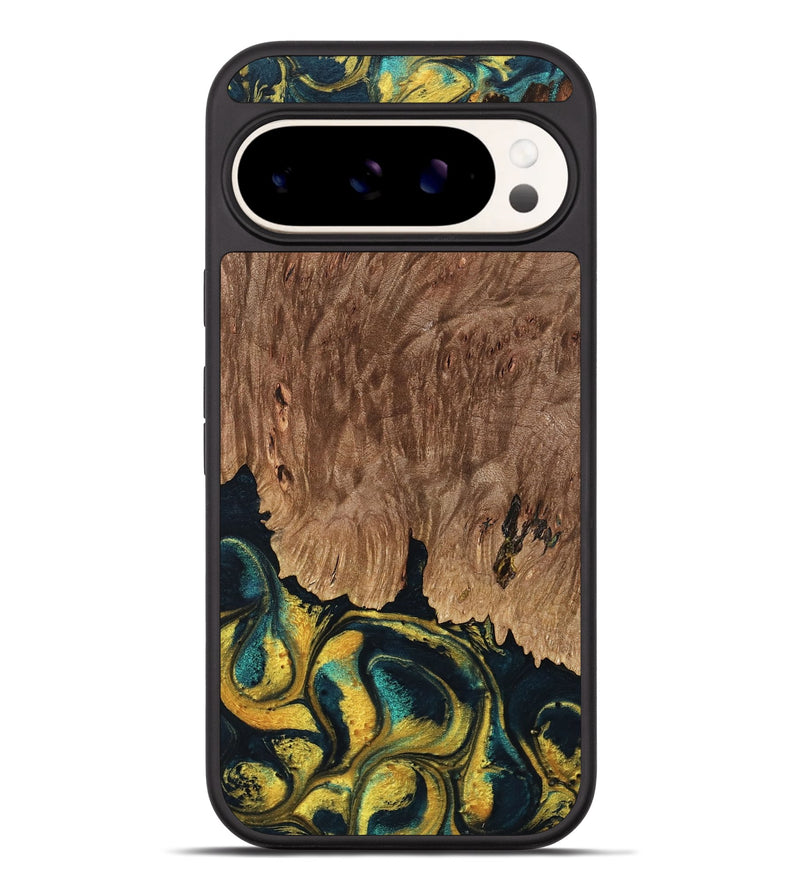 Pixel 9 Pro XL Wood Phone Case - Marylin (Teal & Gold, 738438)