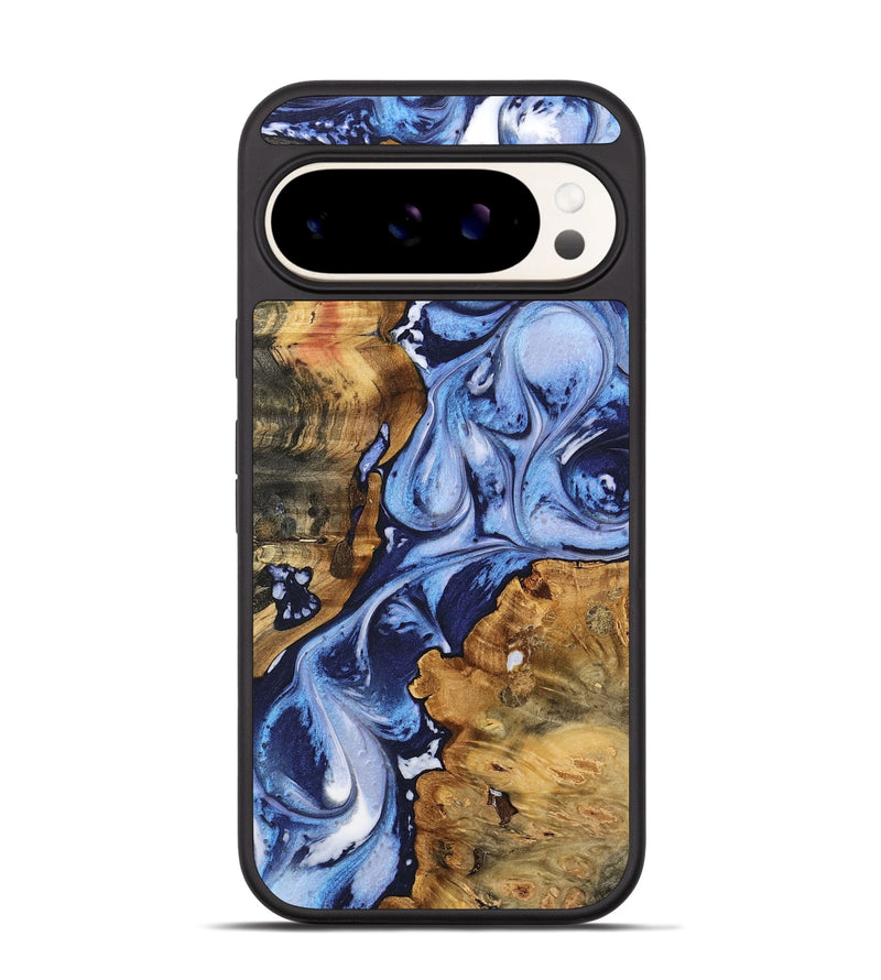 Pixel 9 Wood Phone Case - Yurem (Blue, 738439)