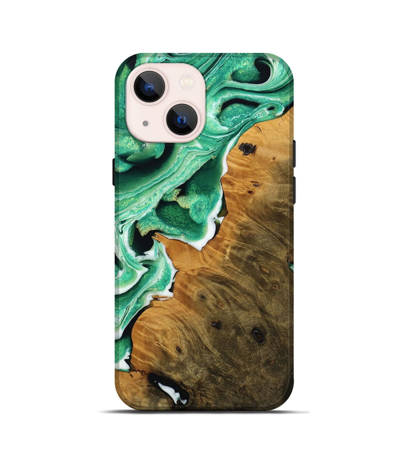 iPhone 13 mini Wood Live Edge Phone Case - Sherree (Green, 738751)