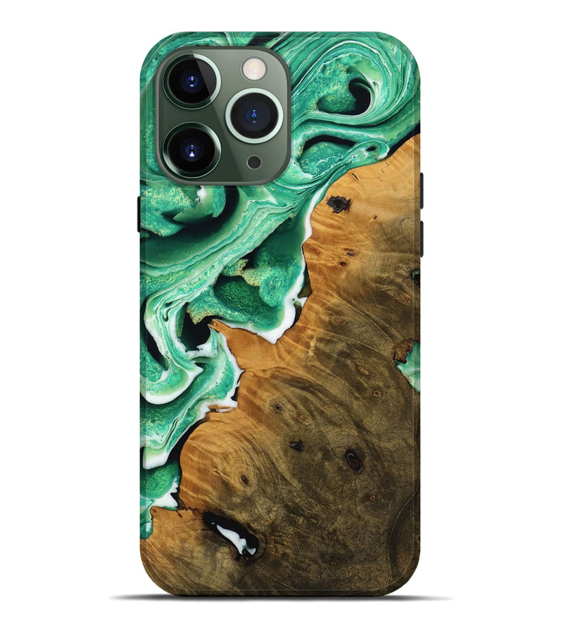 iPhone 13 Pro Max Wood Live Edge Phone Case - Sherree (Green, 738751)