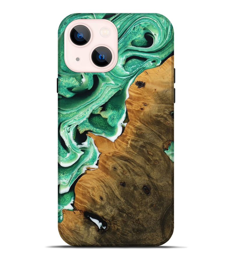 iPhone 14 Plus Wood Live Edge Phone Case - Sherree (Green, 738751)