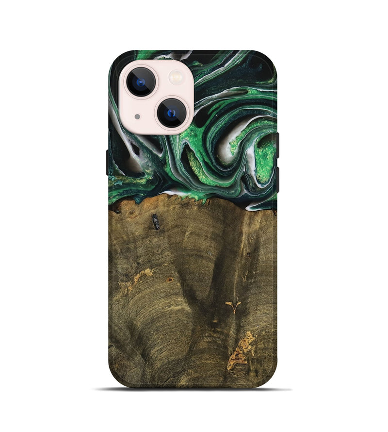 iPhone 13 mini Wood Live Edge Phone Case - Nadir (Green, 738764)