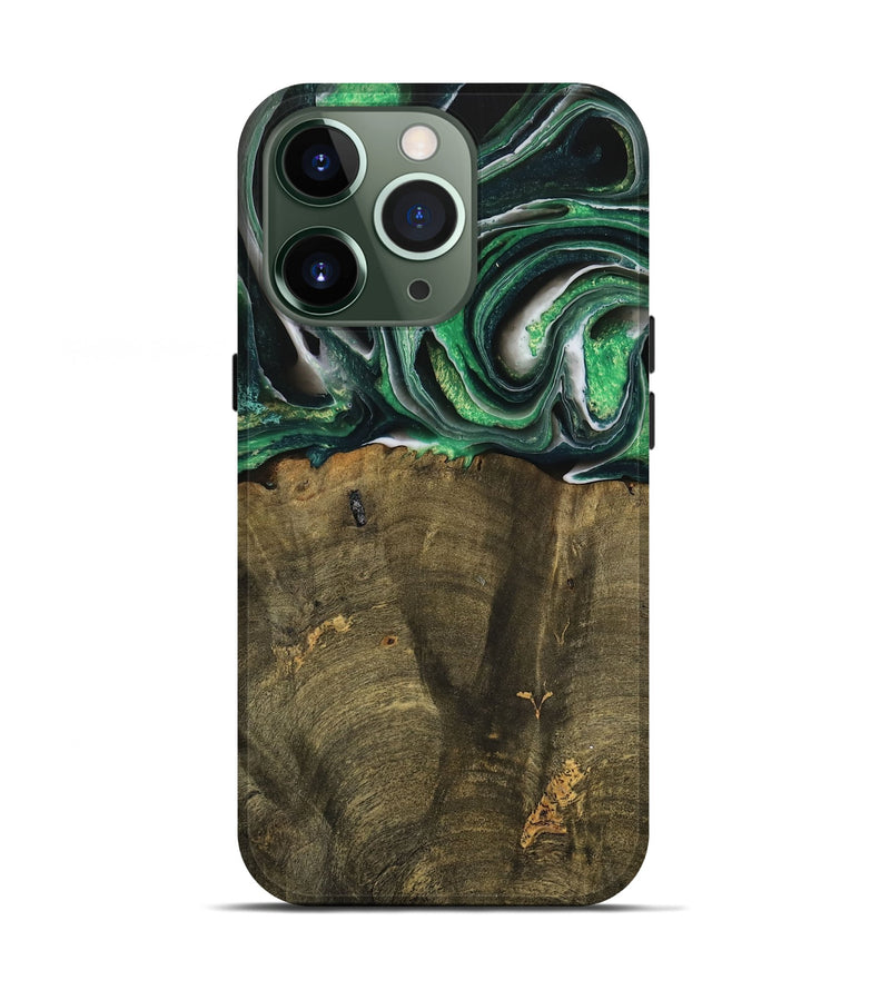 iPhone 13 Pro Wood Live Edge Phone Case - Nadir (Green, 738764)