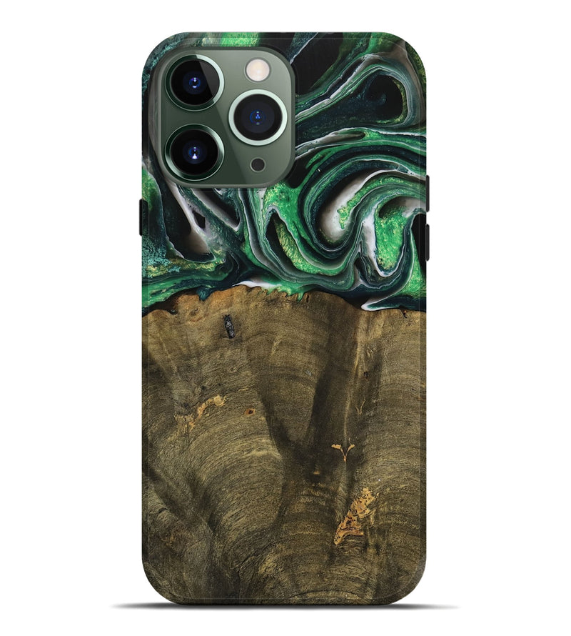 iPhone 13 Pro Max Wood Live Edge Phone Case - Nadir (Green, 738764)