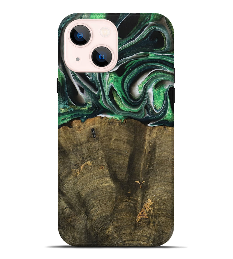 iPhone 14 Plus Wood Live Edge Phone Case - Nadir (Green, 738764)