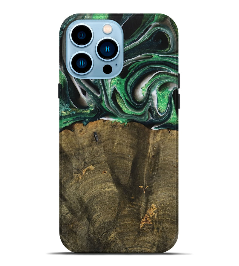 iPhone 14 Pro Max Wood Live Edge Phone Case - Nadir (Green, 738764)