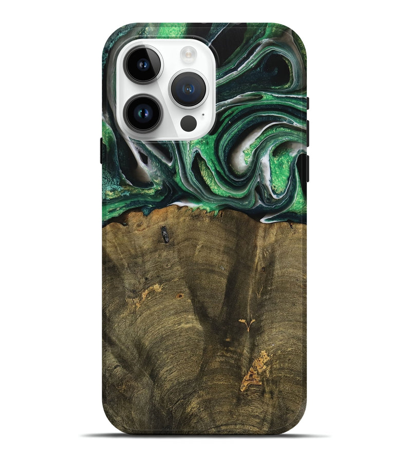 iPhone 15 Pro Max Wood Live Edge Phone Case - Nadir (Green, 738764)