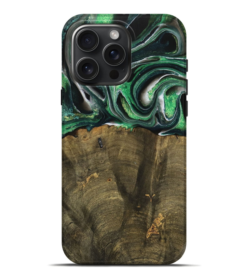 iPhone 16 Pro Max Wood Live Edge Phone Case - Nadir (Green, 738764)