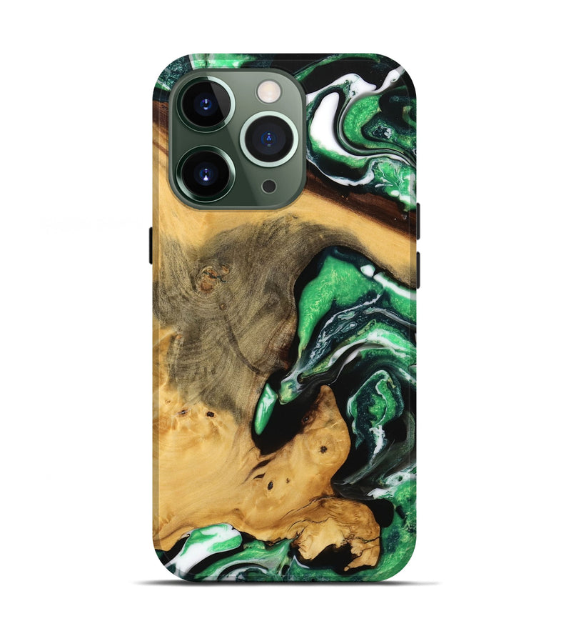 iPhone 13 Pro Wood Live Edge Phone Case - Brandie (Green, 738769)