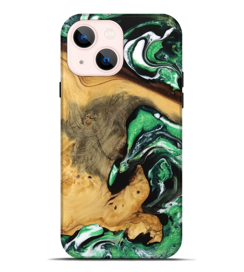 iPhone 14 Plus Wood Live Edge Phone Case - Brandie (Green, 738769)