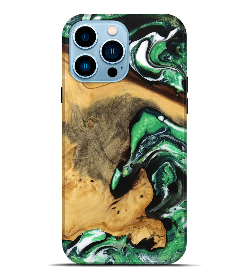 iPhone 14 Pro Max Wood Live Edge Phone Case - Brandie (Green, 738769)