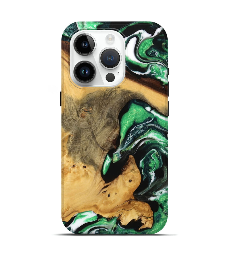 iPhone 15 Pro Wood Live Edge Phone Case - Brandie (Green, 738769)