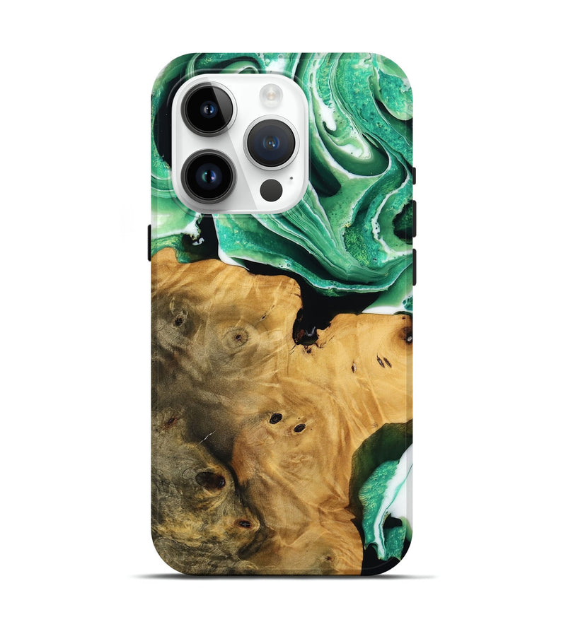 iPhone 15 Pro Wood Live Edge Phone Case - Surin (Green, 738773)