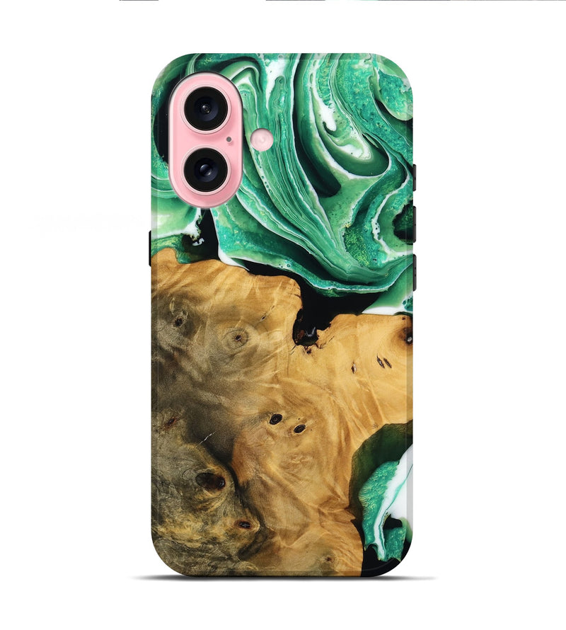 iPhone 16 Wood Live Edge Phone Case - Surin (Green, 738773)