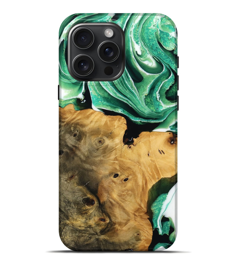 iPhone 16 Pro Max Wood Live Edge Phone Case - Surin (Green, 738773)