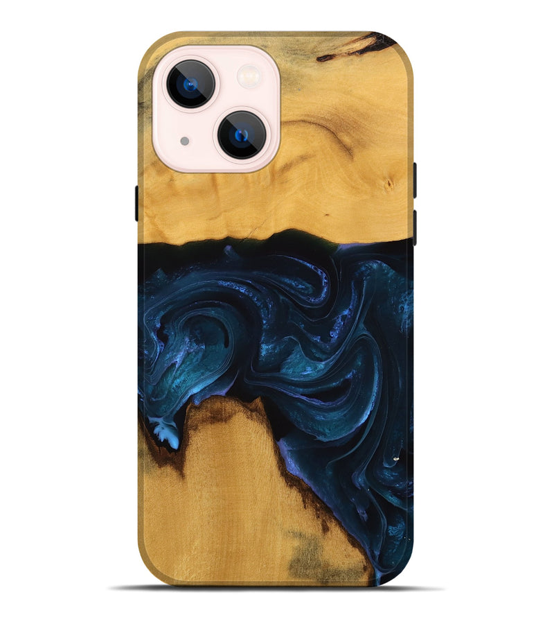 iPhone 14 Plus Wood Live Edge Phone Case - Lita (Blue, 738774)