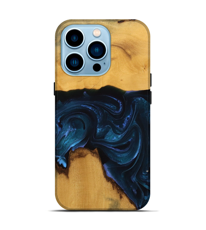 iPhone 14 Pro Wood Live Edge Phone Case - Lita (Blue, 738774)